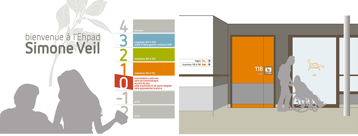 Projet de signalétique pour un Ehpad | Marie Cayet