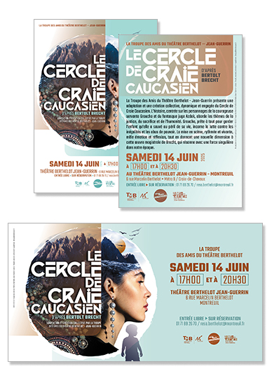 affiche Troupe des Amis du Théâtre Berthelot de Montreuil, Le Cercle de Craie Caucasien de Bertolt Brecht| graphisme © Marie Cayet