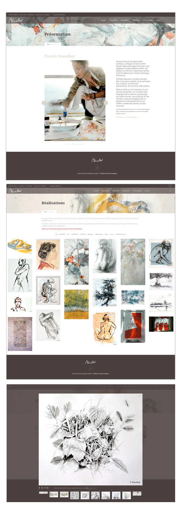 site internet Pascale Nouailhat artiste | Graphiste Montreuil Marie Cayet