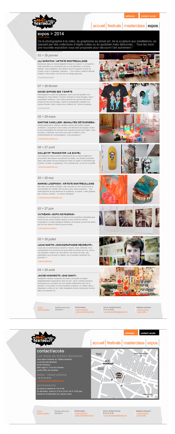 web deisgn, Les amis du théâtre Bertelot Montreuil | Marie Cayet